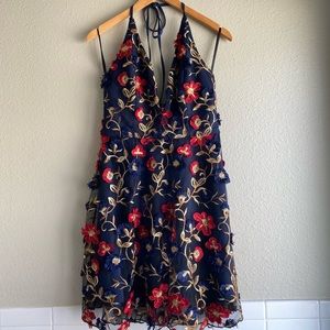 Minuet Navy 3D Floral Party Dress